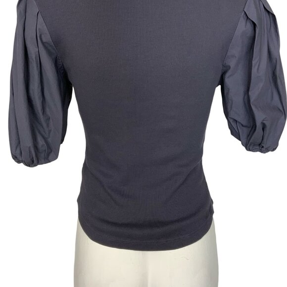 Ulla Johnson Kara Puff Sleeve Ribbed Top Blouse S Periscope Henley Quiet Luxury - Picture 11 of 14